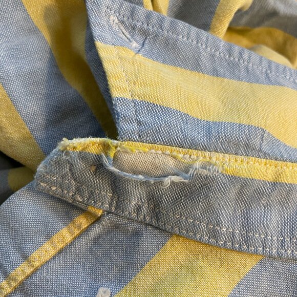 Vintage 90's 100% Cotton Cambridge Classics Yellow & Blue Striped Button Down - Picture 8 of 10